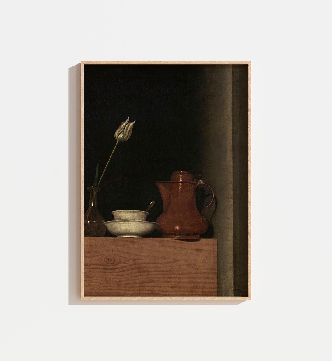 Vintage Moody Still Life Painting, Farmhouse Art Print