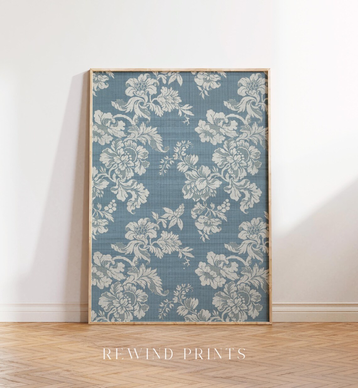 Vintage Blue And White Textile Antique Tapestry Art Print - Image 5