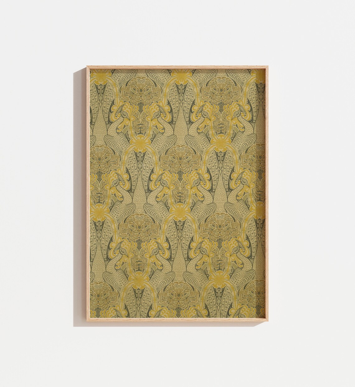 Vintage Yellow Paisley Tapestry, Antique Art Print