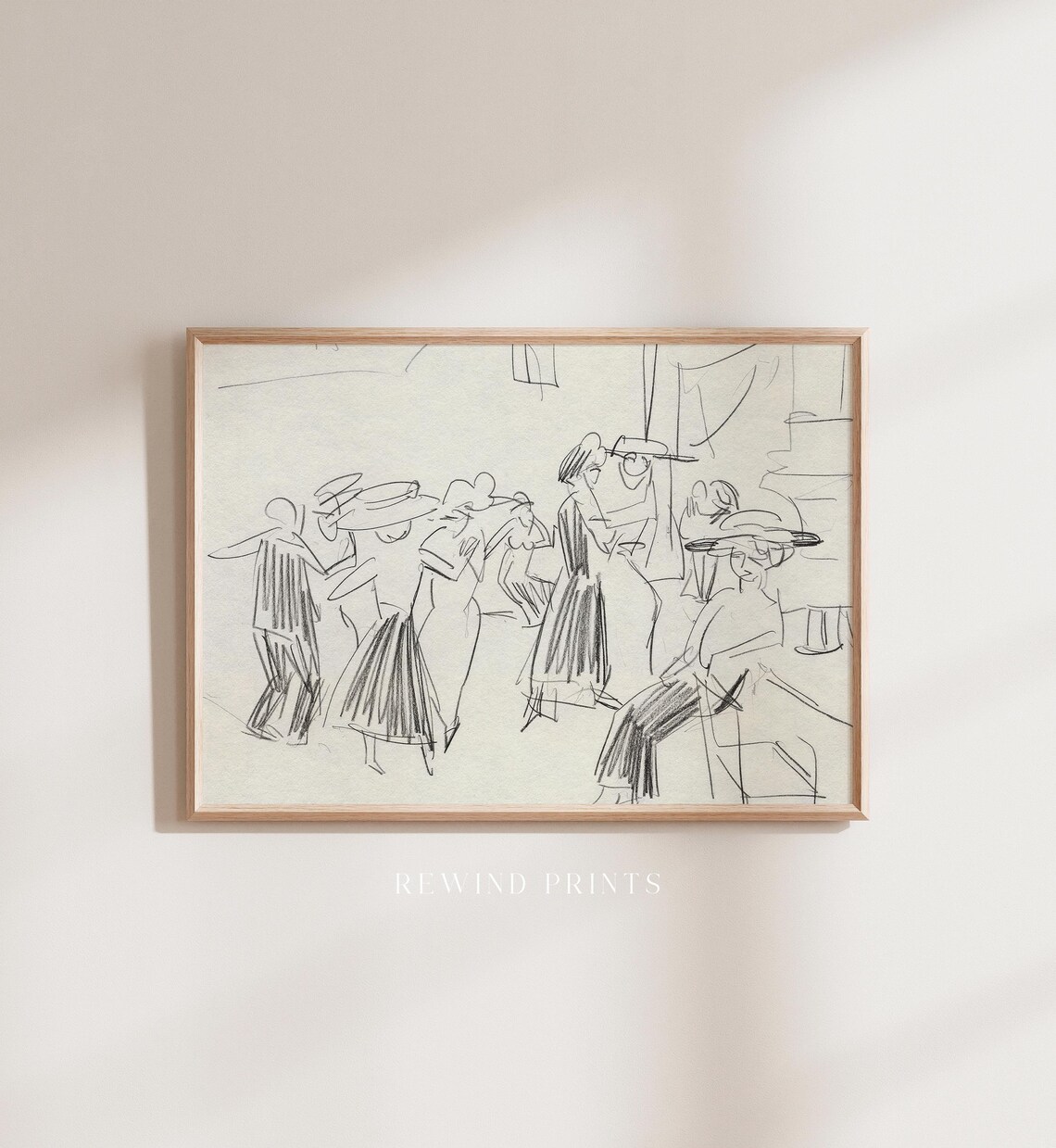 Vintage Black Ink Abstract Sketch Art Print - Image 2