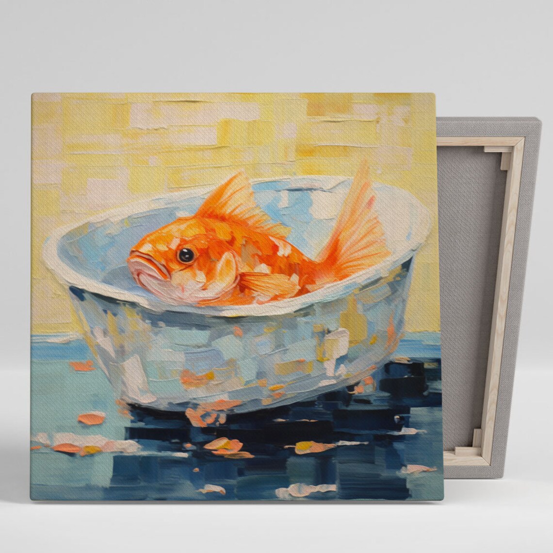 Gold Fish in Bathtub, Bathroom Animal Art Print