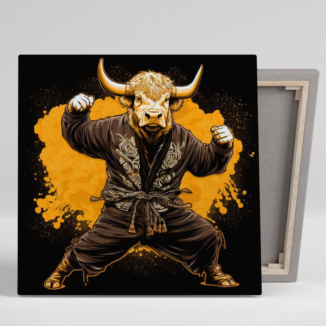 Highland Cow Art Or Poster Animal Street Contemporary Decor Living Room Office Game Room Home Gym Art Brown Orange Black White