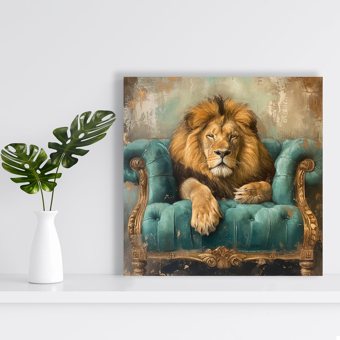 Lion Contemporary Glam Art Print, Living Room Decor - Image 2