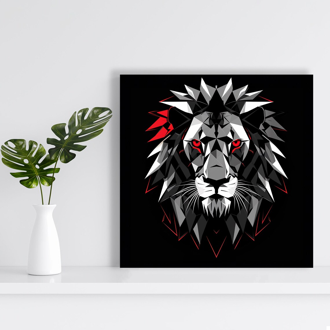 Geometric Lion Royalty, Modern Animal Art Print - Image 2