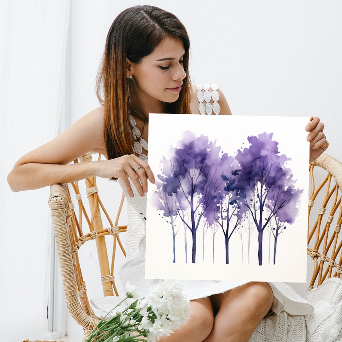 Purple Flower Botanical Art Print, Contemporary Floral Decor - Image 3