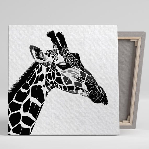 Giraffe Art Or Poster Contemporary Minimalist Decor Black White Geometric Silhouette For Living Room Office Bedroom Dining Room