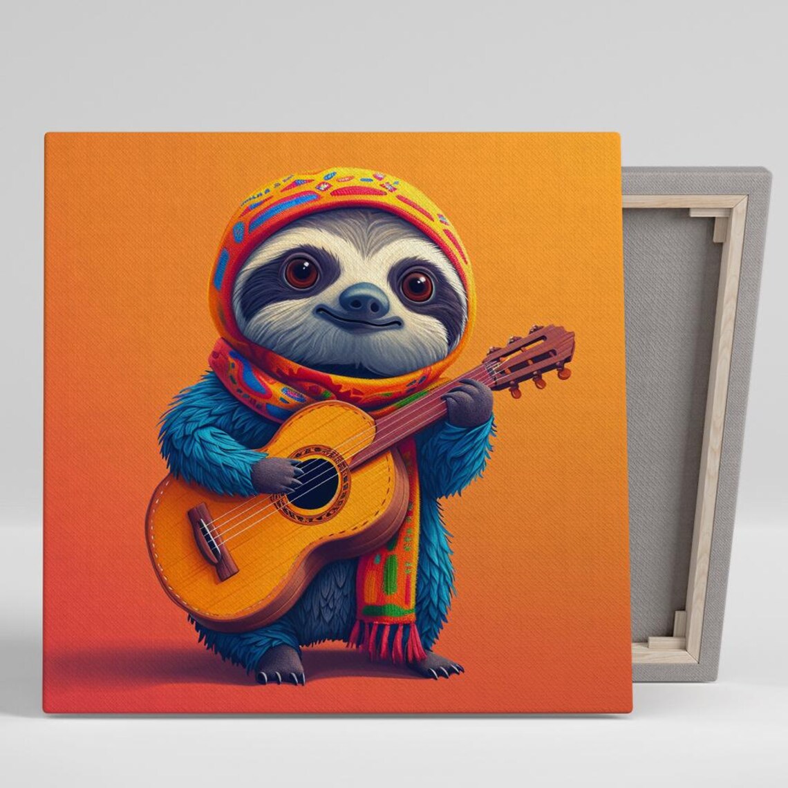 Musical Sloth Fiesta, Whimsical Animal Wall Art Print