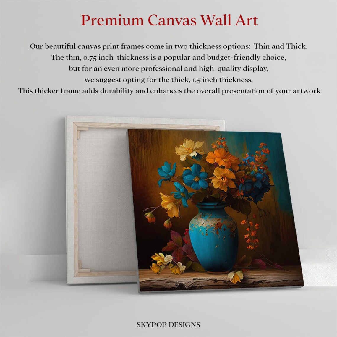 Golden Wildflower Bouquet Turquoise Vase Classic Still Life Art Poster - Image 4
