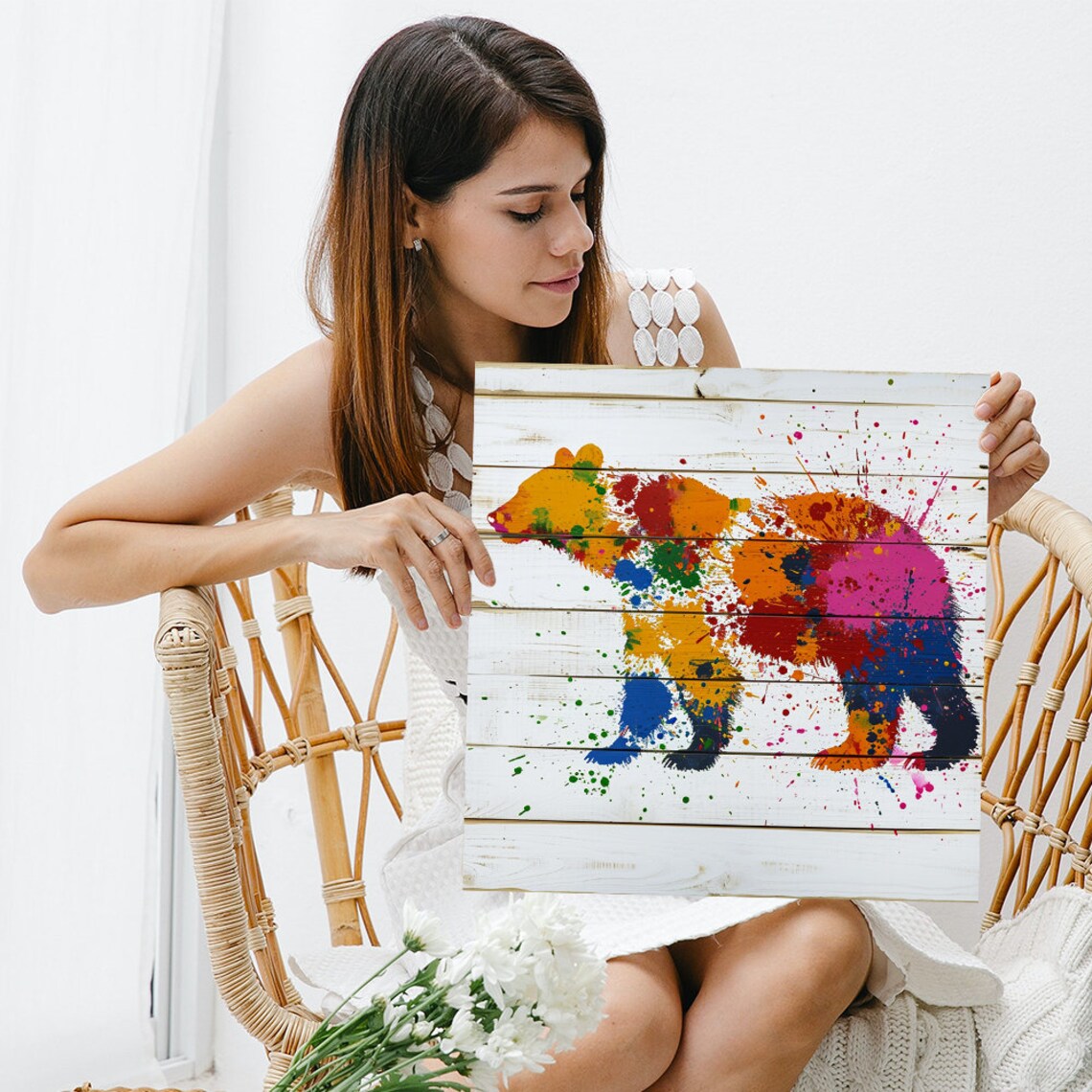 Bear Abstract Wildlife Art Print, Kids Room Decor - Image 3