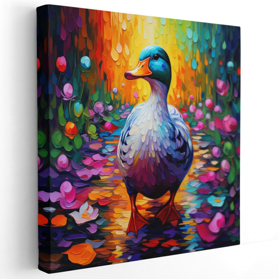 Duck With Flower, Whimsical Living Room Art Print - Image 2