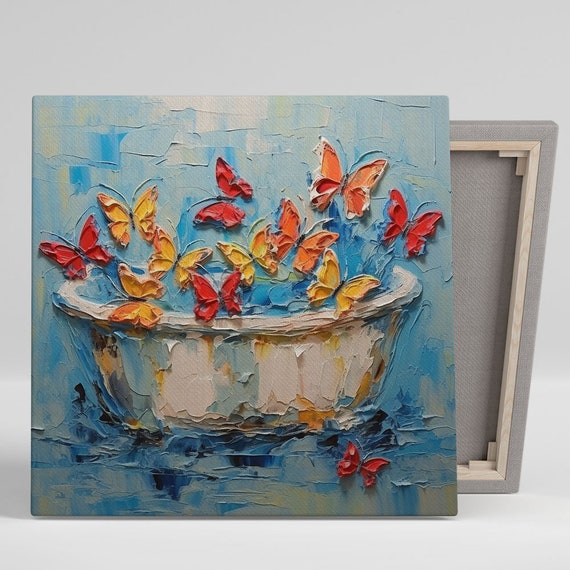 Butterflies In Bathtub Or Poster Whimsical Art Butterflies Wall Art Bathroom Wall Decor Home Decor Modern Wall Art Insect Art