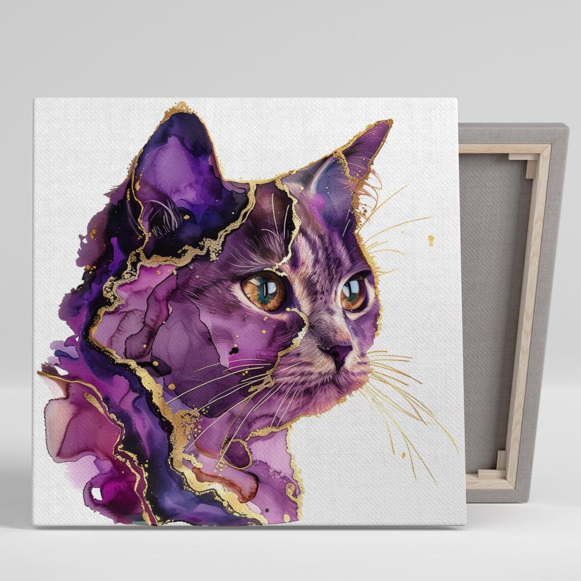 Cosmic Cat Fusion Art Print, Whimsical Glam Decor