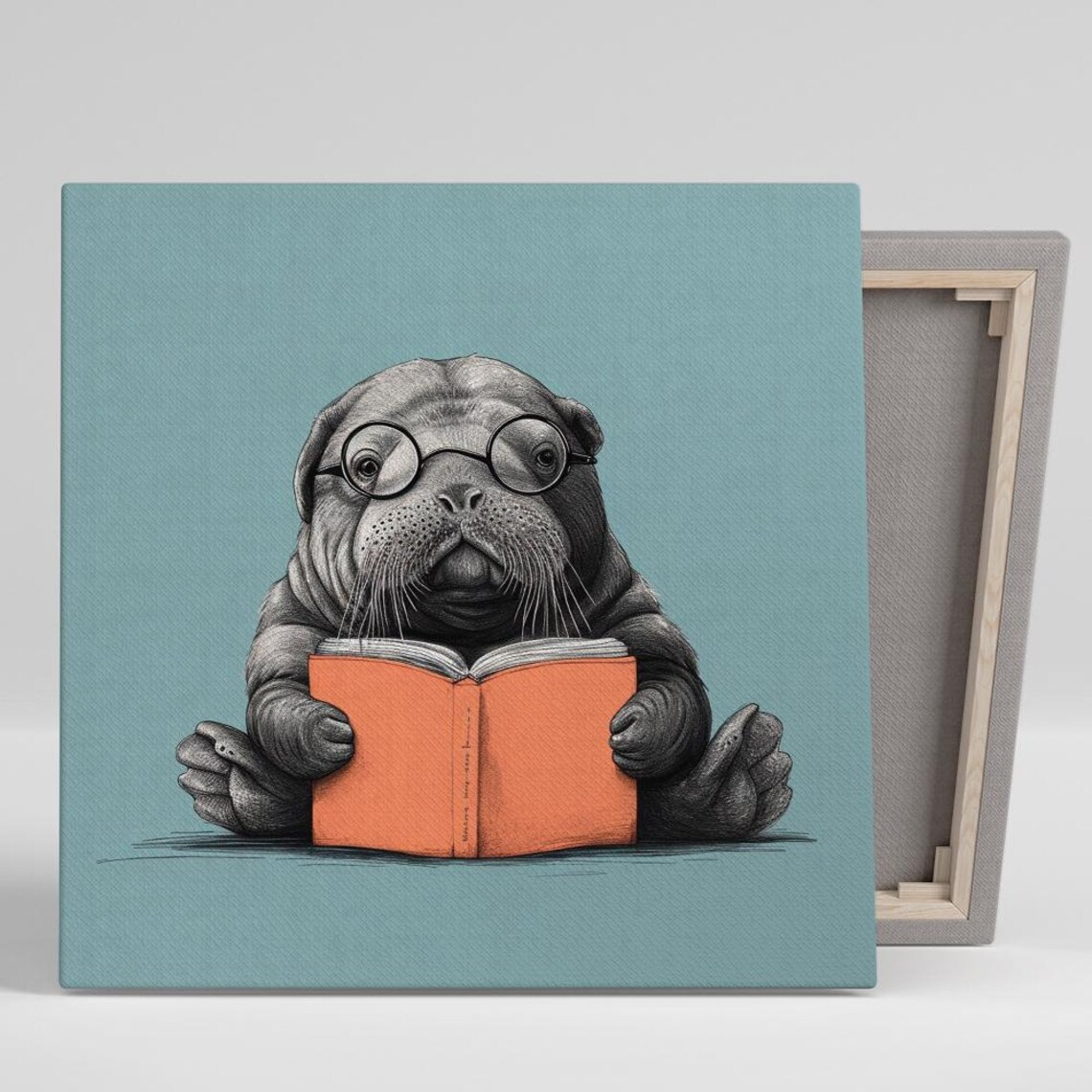 Studious Seal Minimalist Art Print, Whimsical Decor
