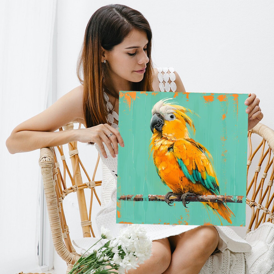 Tropical Parrot Art Print, Contemporary Whimsy - Image 3