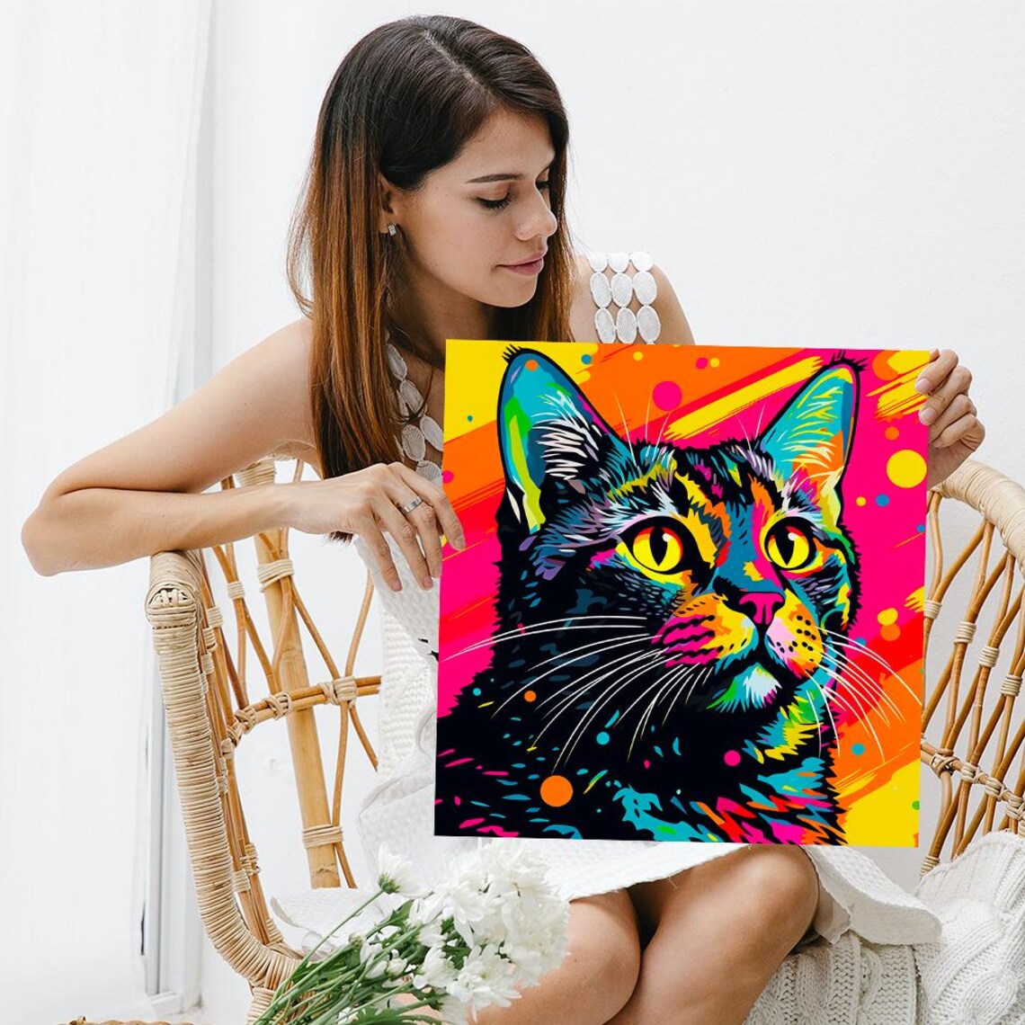Psychedelic Cat Fusion, Pop Art Wall Art Print - Image 3