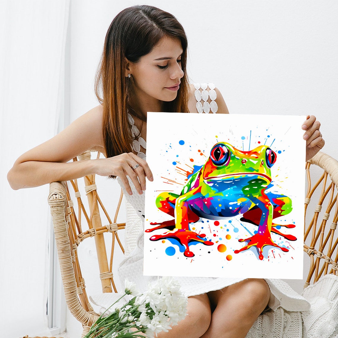 Rainbow Neon Frog Pop Art Splash Colorful Animal Wall Poster - Image 3