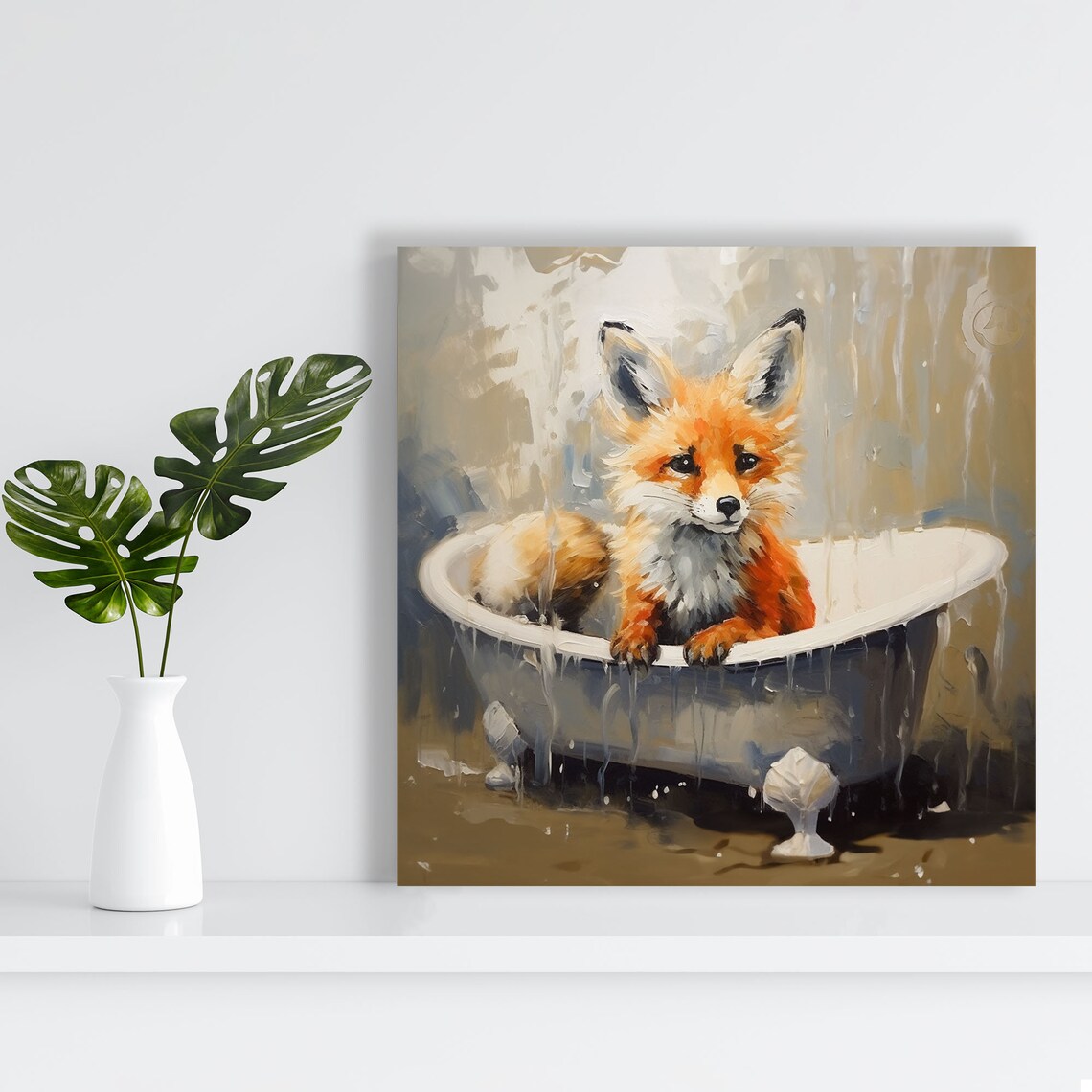 Fox In Bathtub Poster Print, Bathroom Wall Art - Image 2