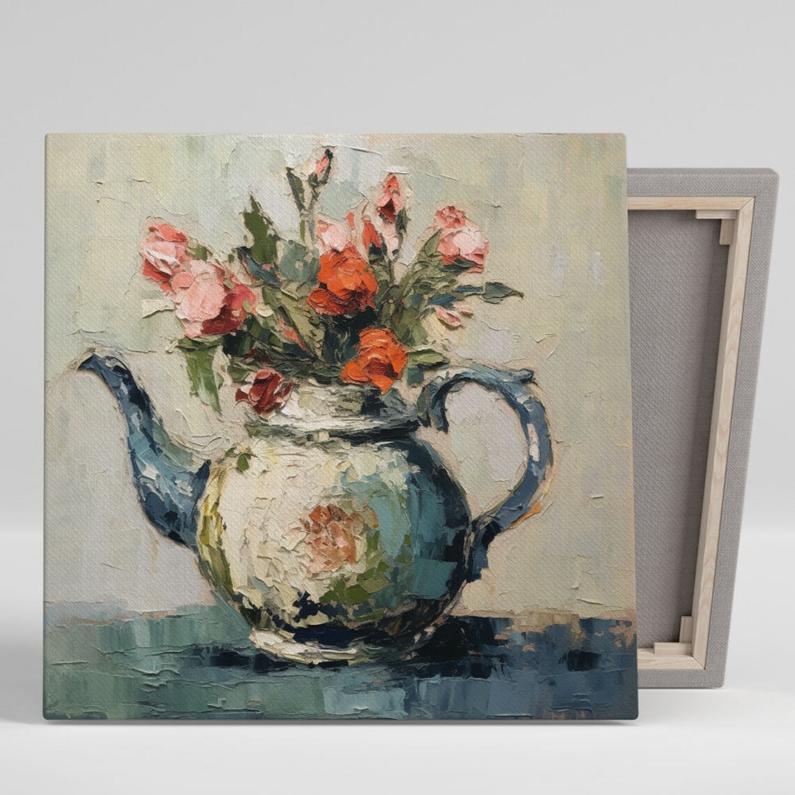Vintage Tea Cup With Flower Retro Kitchen Art Print