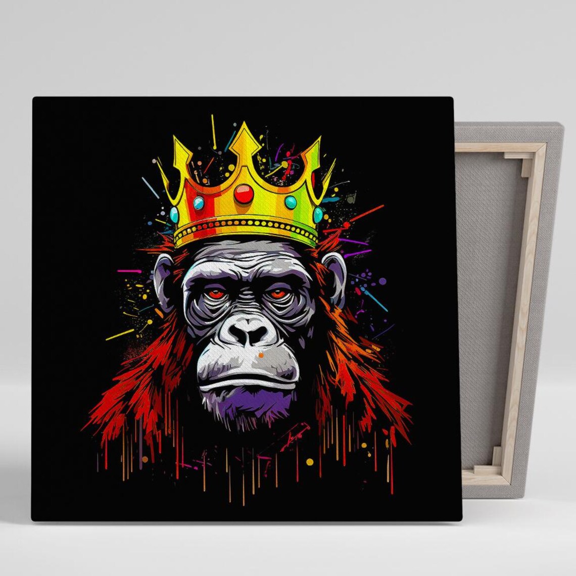 Regal Chimpanzee King Wearing Golden Crown Street Art Poster