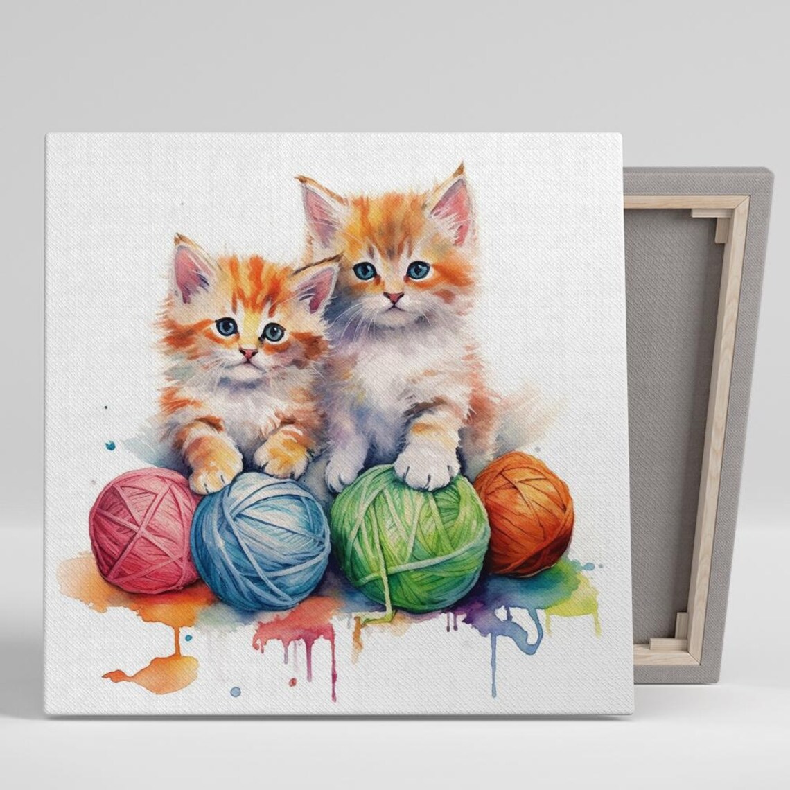 Playful Kittens and Yarn, Whimsical Cat Art Print