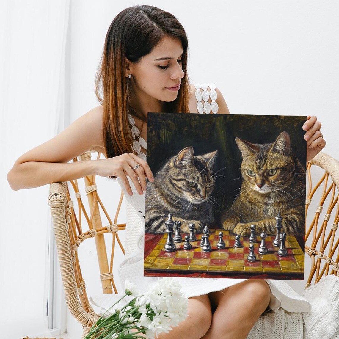 Cat Chess Masters Classic Animal Poster, Game Room - Image 3
