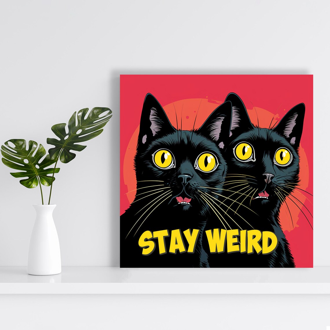 Cat Bathroom Art, Stay Weird Contemporary Poster - Image 4