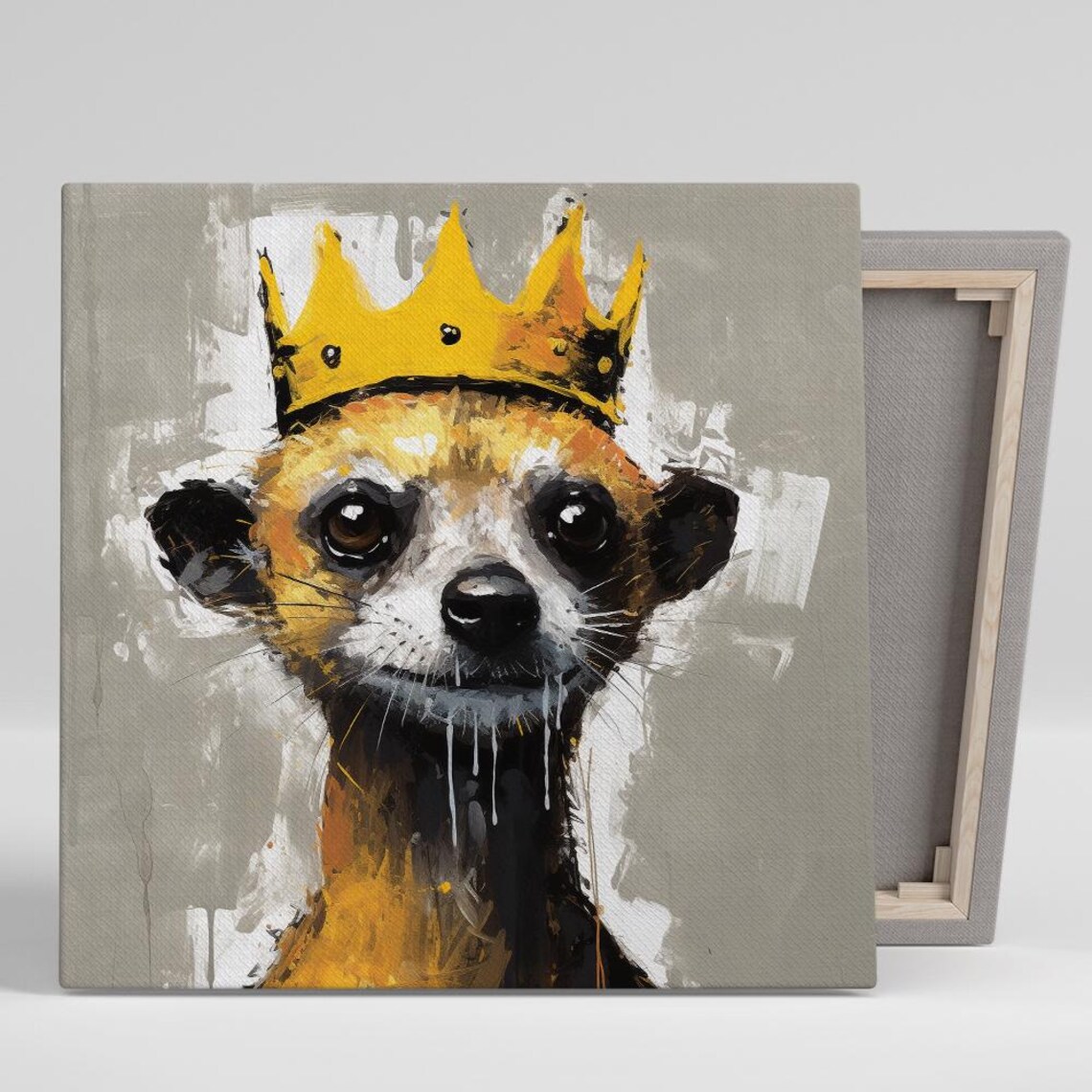 Royal Crowned Chihuahua Pop Art Cute Yellow King Dog Wall Poster