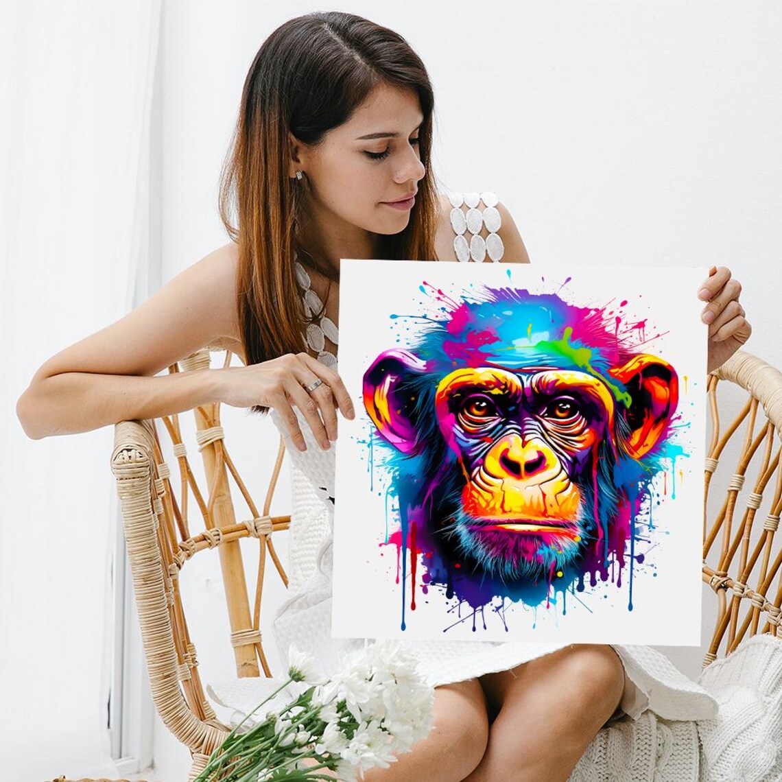 Chimpanzee Pop Art Poster Print, Eclectic Decor - Image 3