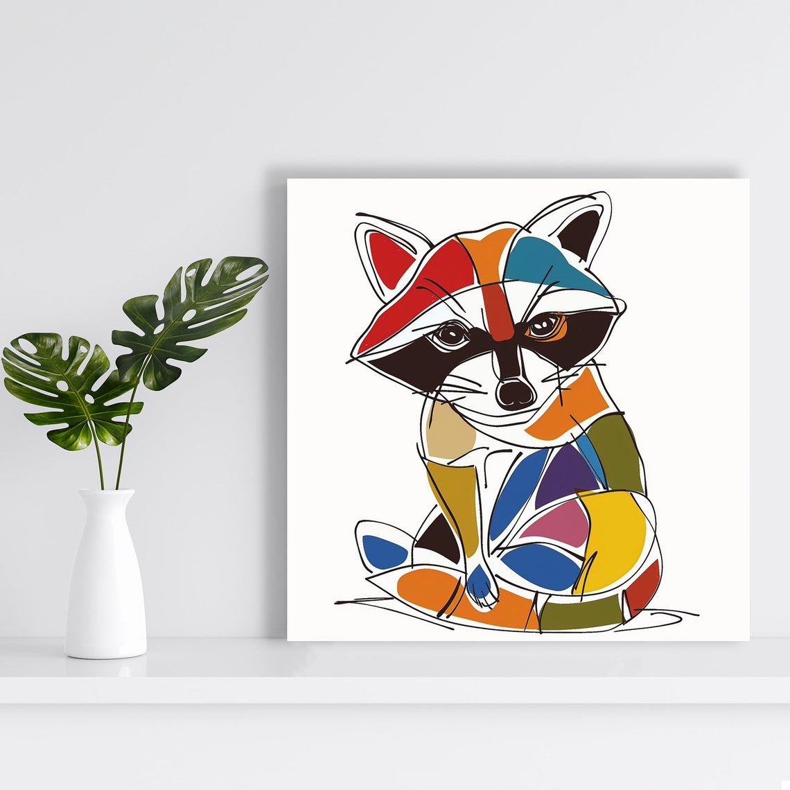 Colorful Mosaic Raccoon Pop Art Geometric Modern Animal Poster - Image 2