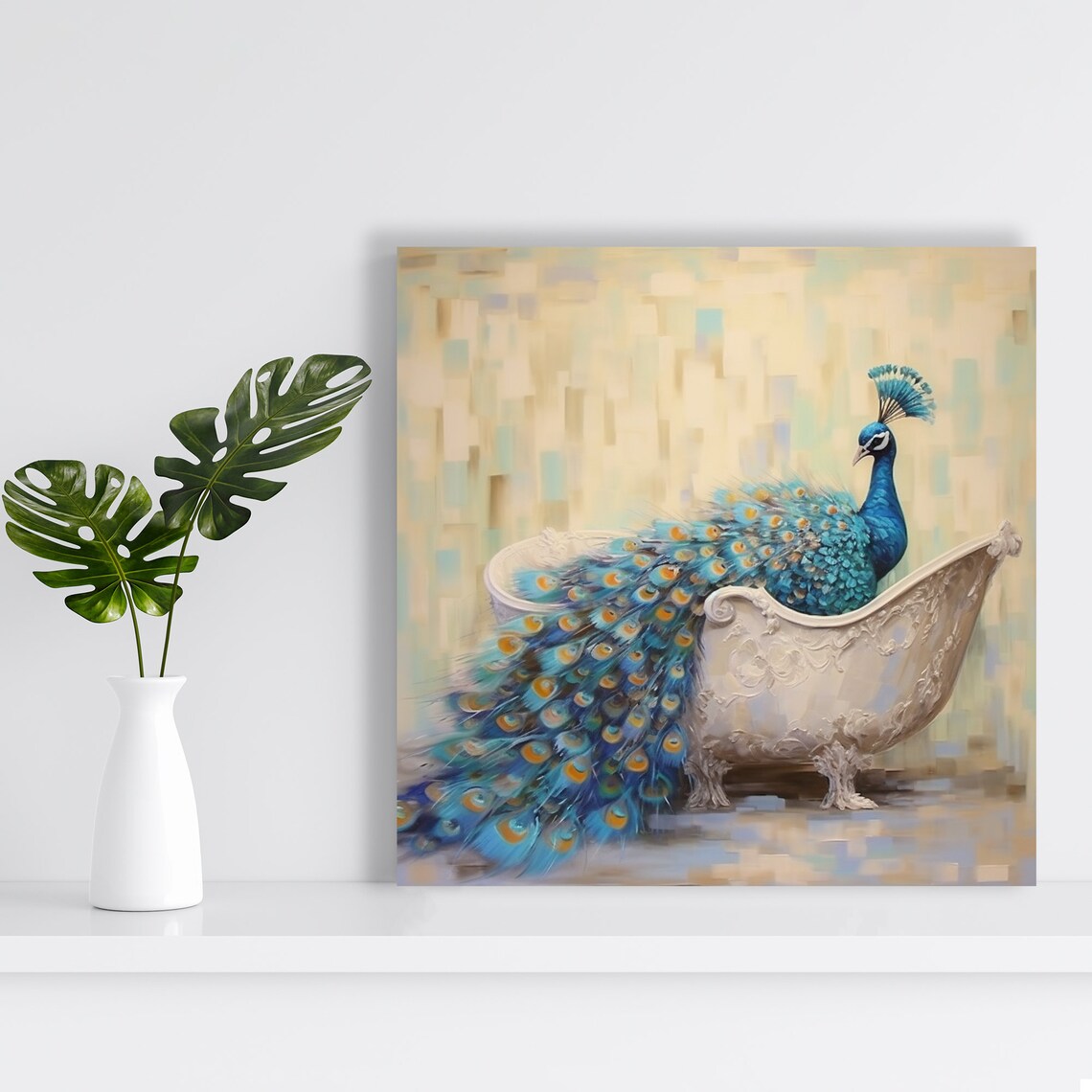 Regal Peacock Art Print, Whimsical Glam Decor - Image 2