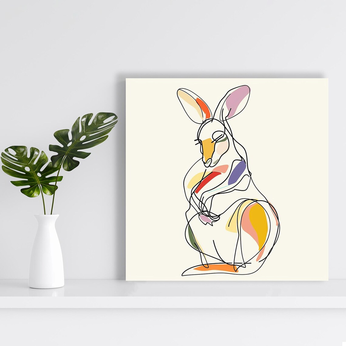 Minimalist Kangaroo Continuous Line Drawing Modern Abstract Animal Poster - Image 2