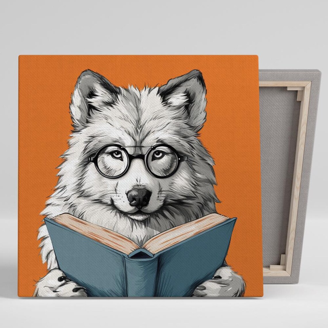 Whimsical Wolf Art Print for Office or Library