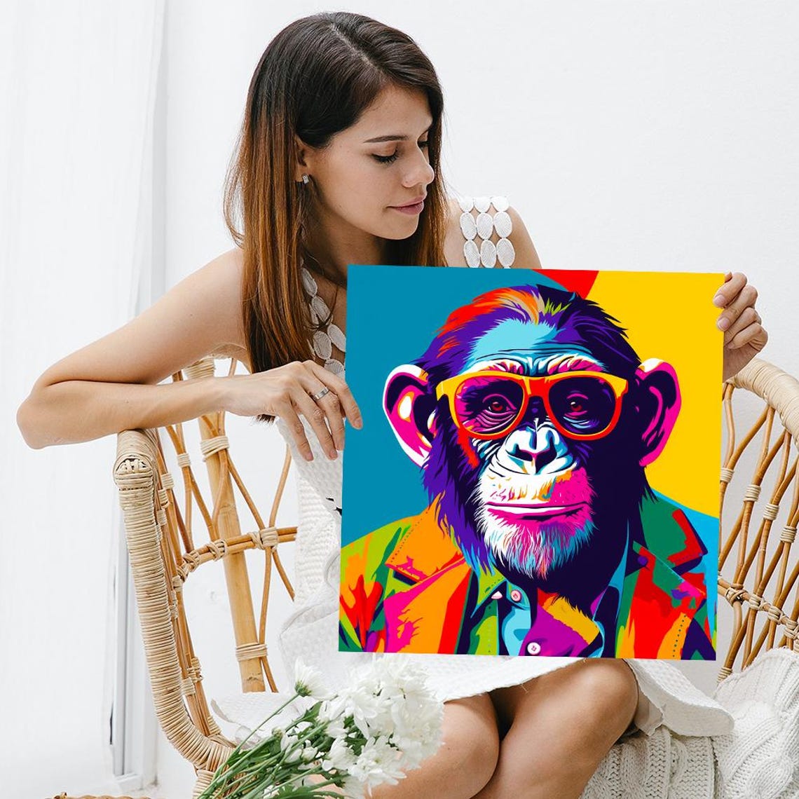 Funky Monkey Cool Glasses Bold Pop Art Colorful Primate Poster - Image 3
