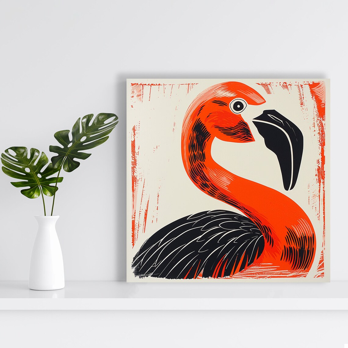 Retro Mid-Century Flamingo Art Print for Living Room - Image 2