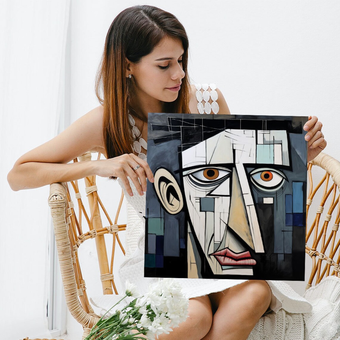 Abstract Face Wall Art, Modern Contemporary Poster - Image 3