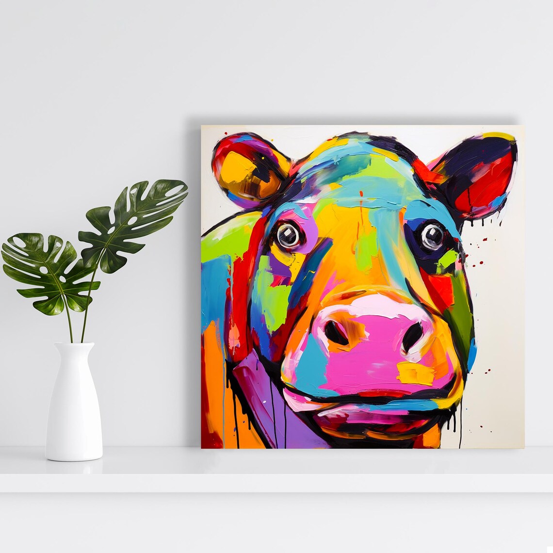 Bovine Bliss Abstract Modern Farmhouse Wall Art Print - Image 2