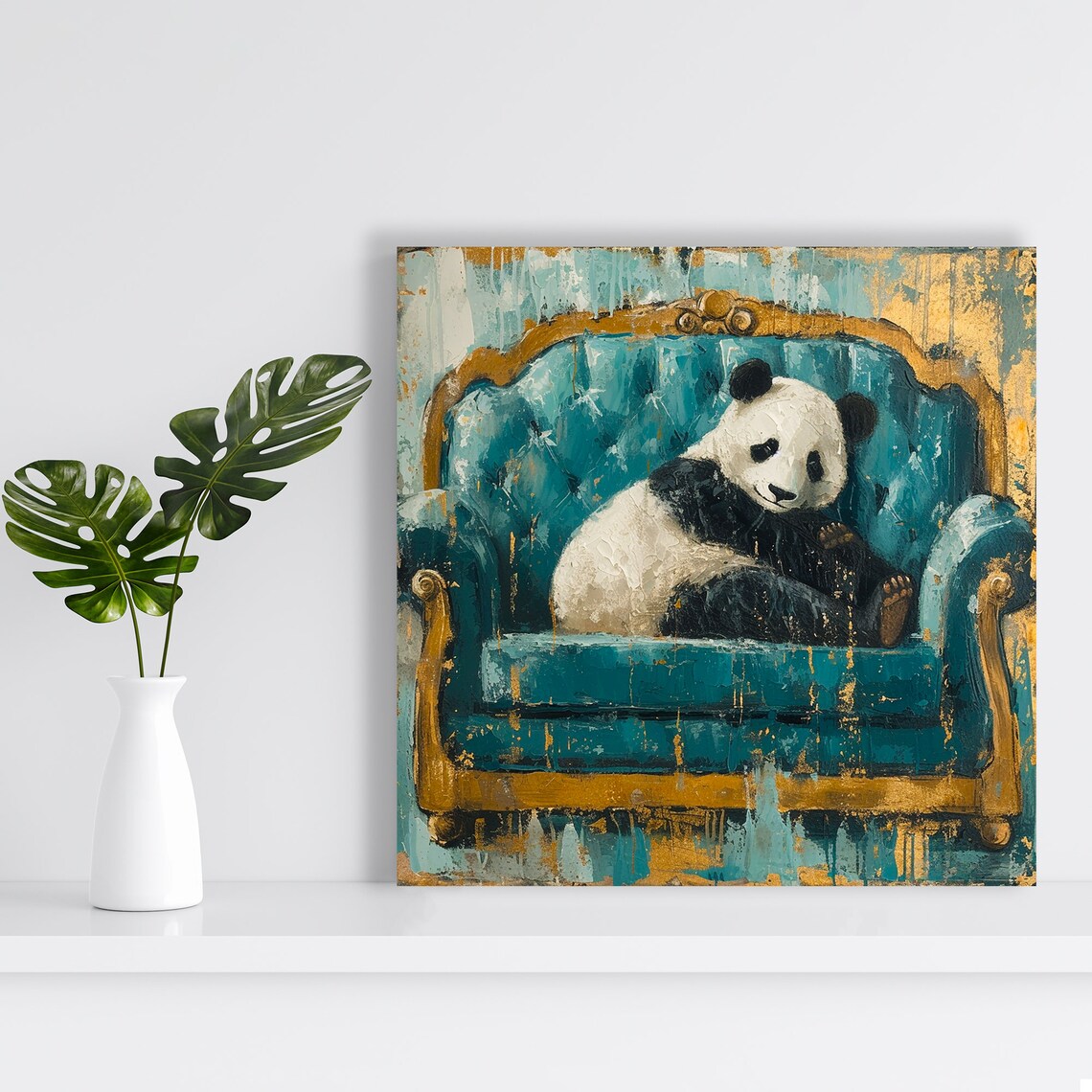 Regal Panda Repose, Bohemian Glam Wall Art Print - Image 2