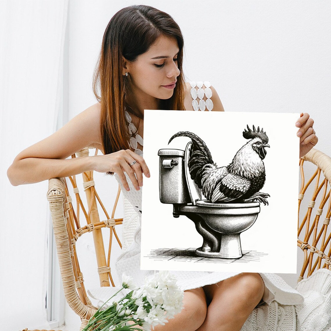 Rooster Bathroom Art Print, Funny Bathroom Decor - Image 3