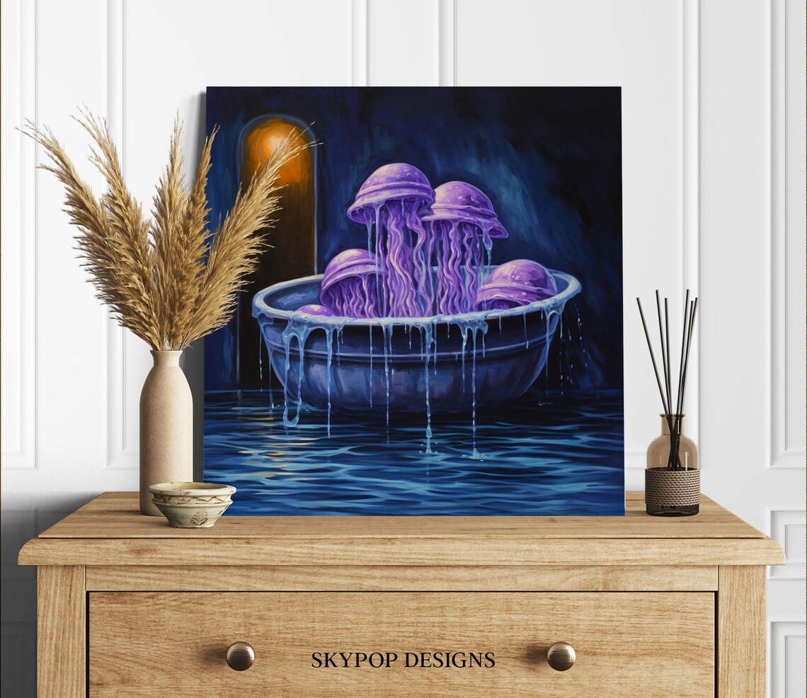 Jelly Fish In Bathtub, Bathroom Wall Art Print - Image 2