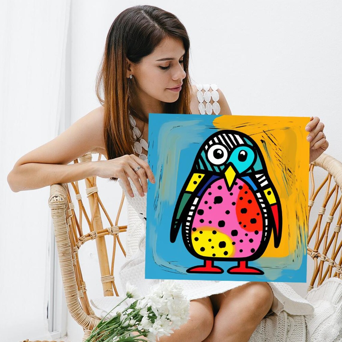 Cubist Penguin Pop Art Poster, Whimsical Nursery Decor - Image 3