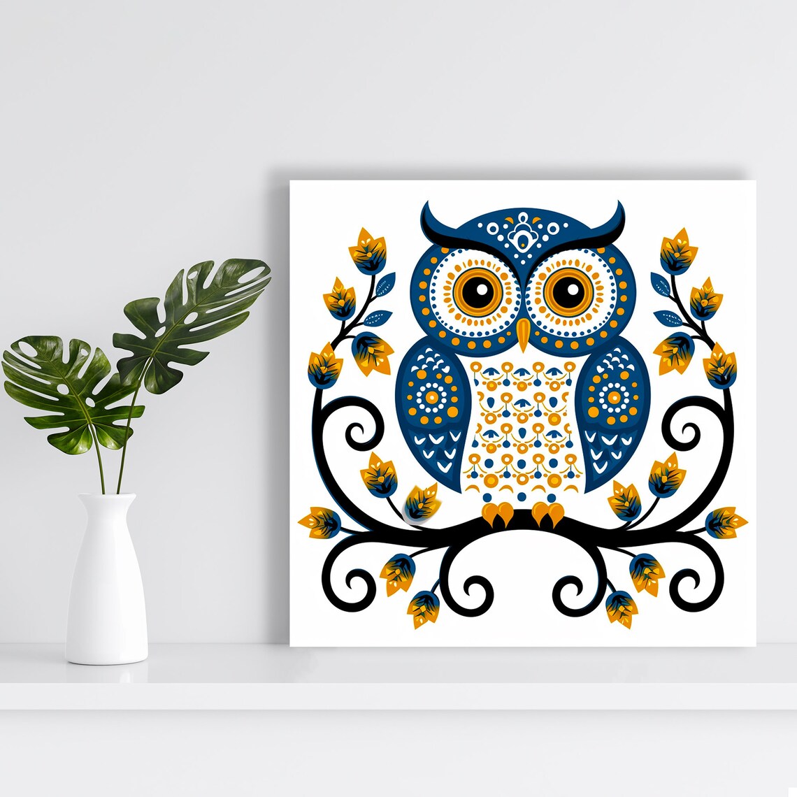 Owl Blossom Whimsical Nature Art Print, Modern Decor - Image 2