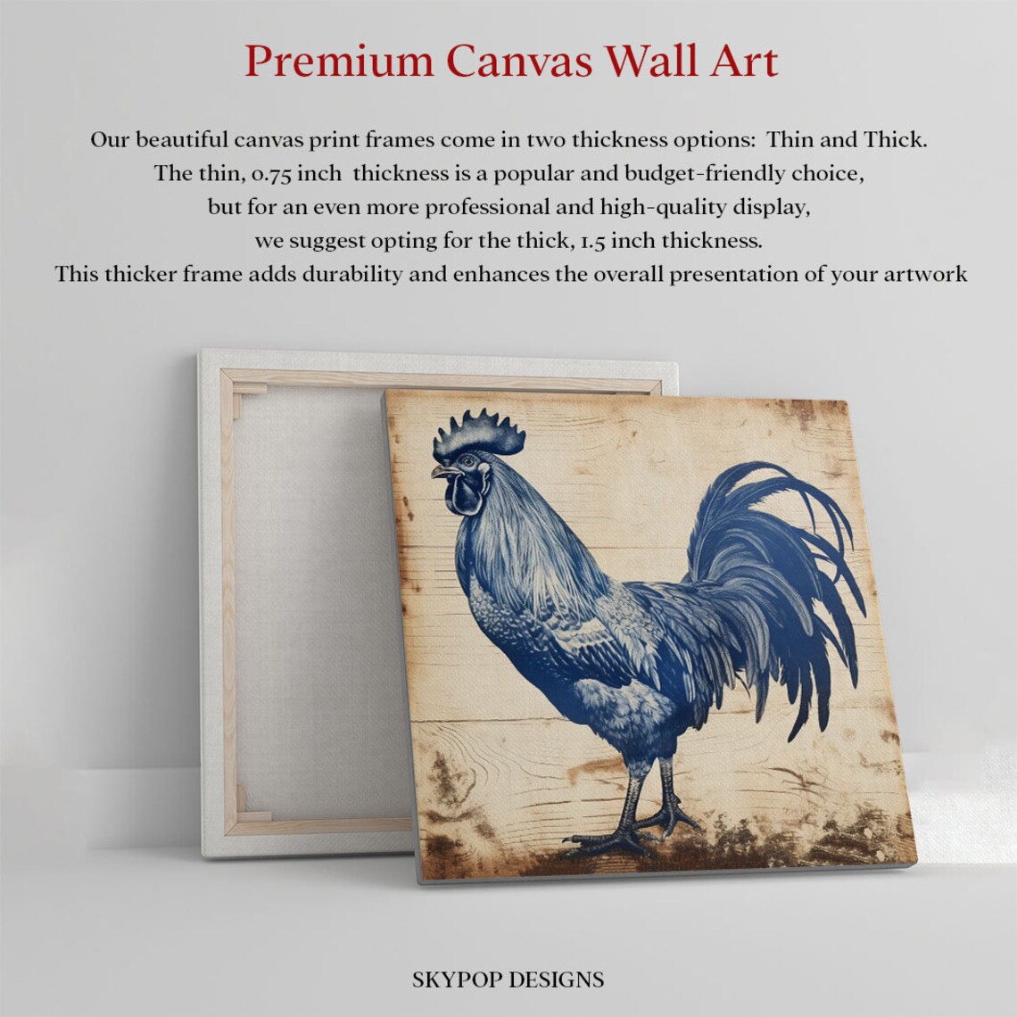 Rooster Farmhouse Wall Art Print, Rustic Animal Decor - Image 2