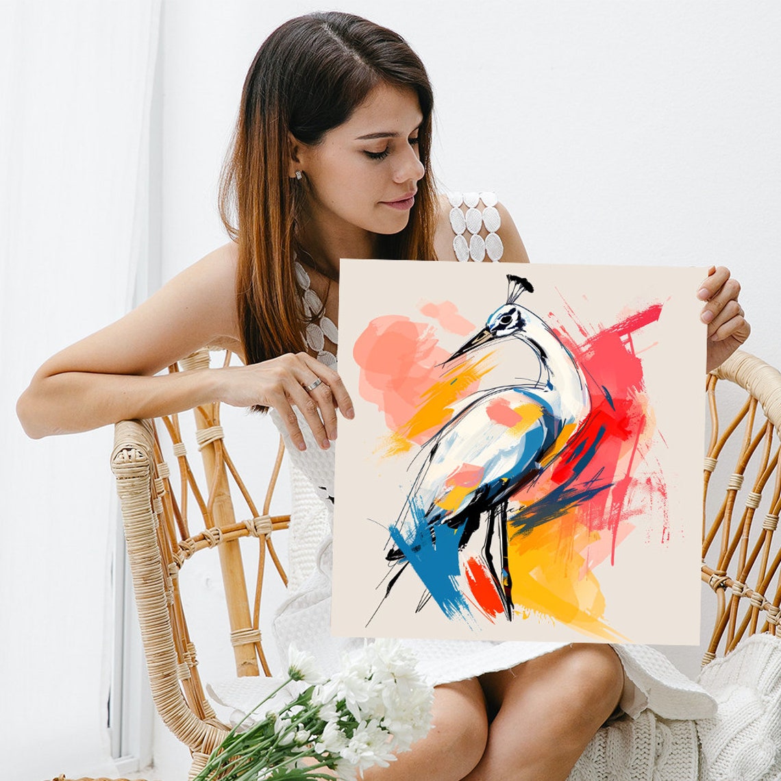 Abstract Peacock Splash Art Vibrant Brushstroke Colorful Poster - Image 3