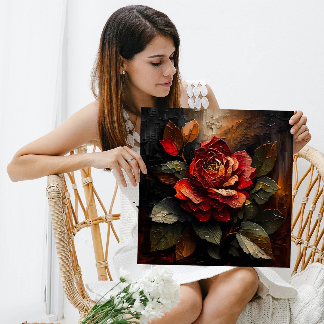 Red Rose Floral Art Print, Botanical Wall Decor - Image 3