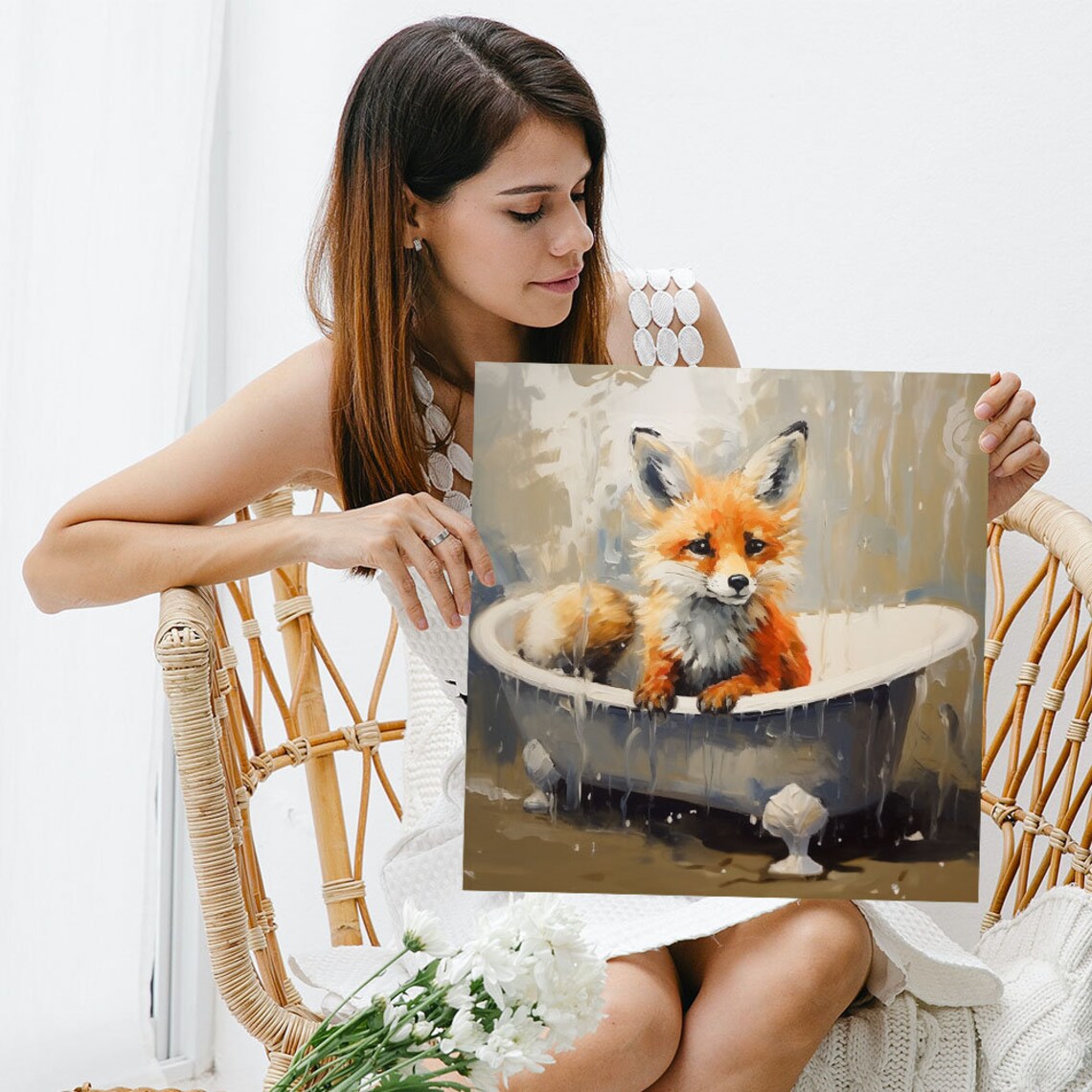 Fox In Bathtub Poster Print, Bathroom Wall Art - Image 3