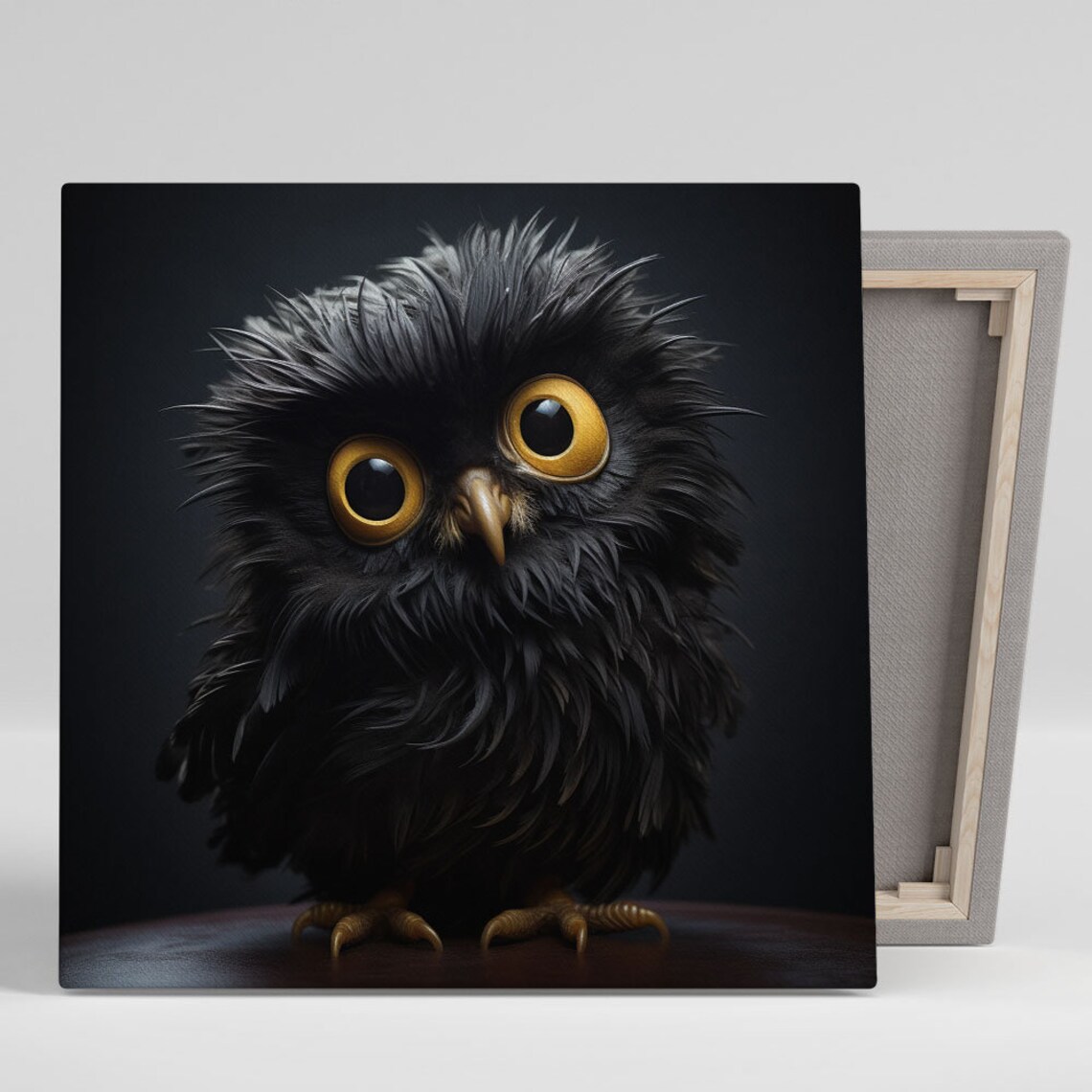 Black Owl Art Print, Living Room Animal Decor