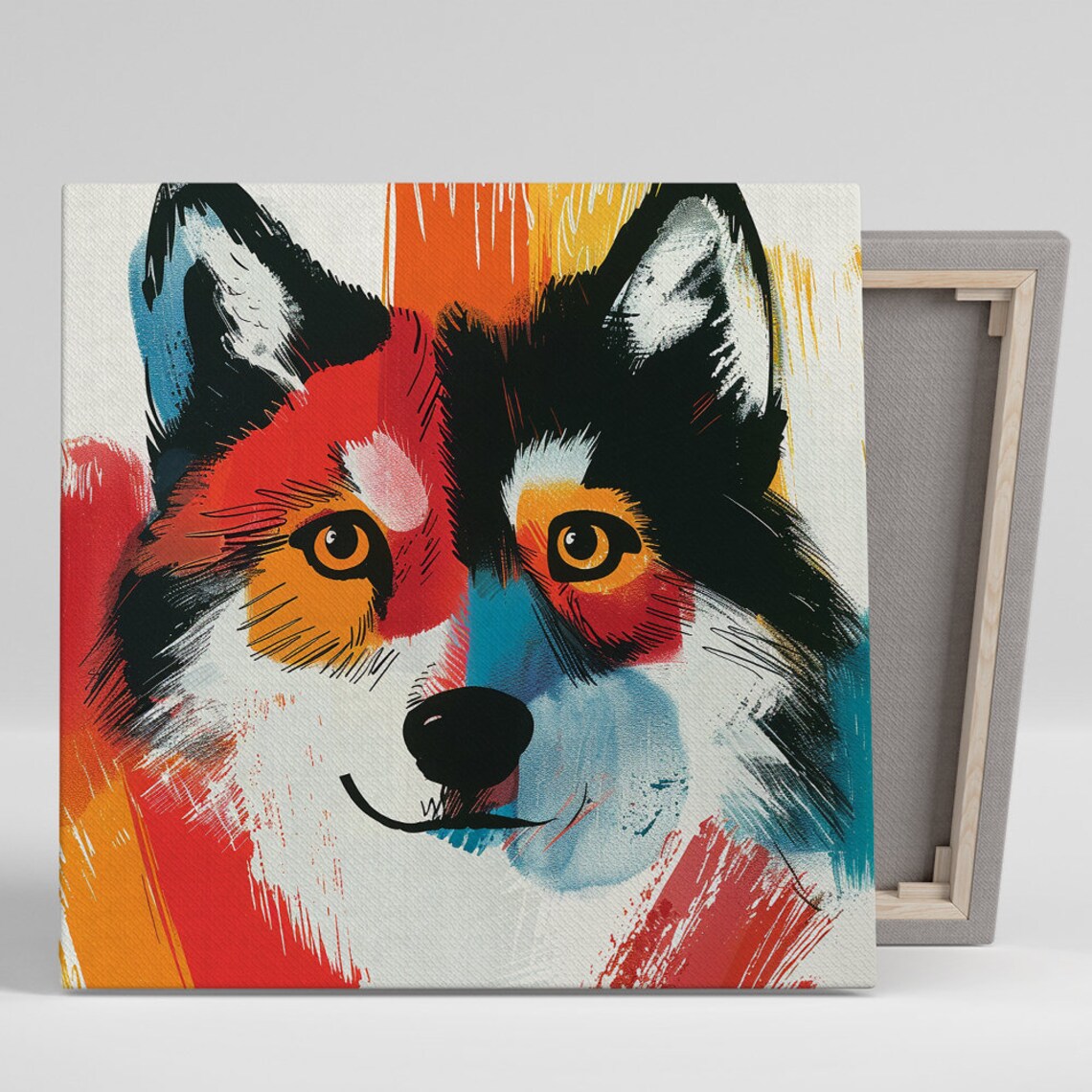 Fox Mosaic Art Print, Whimsical Abstract Animal Decor