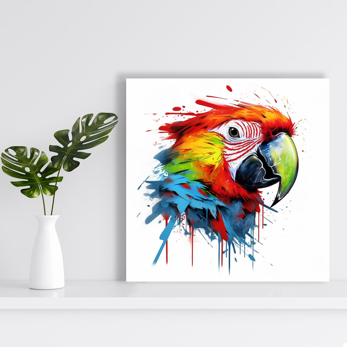 Macaw Parrot Splash Portrait Vibrant Watercolor Tropical Bird Poster - Image 2