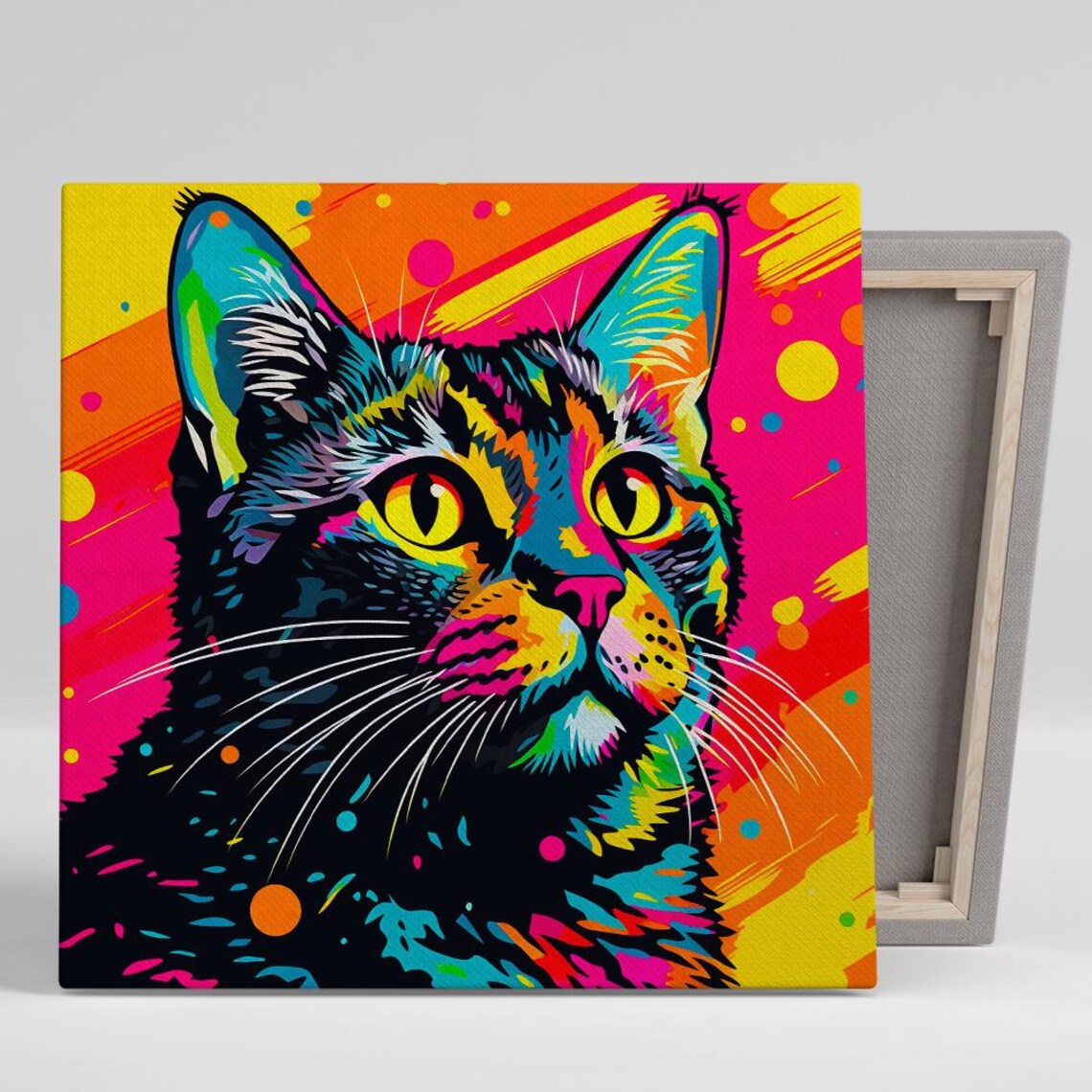 Psychedelic Cat Fusion, Pop Art Wall Art Print