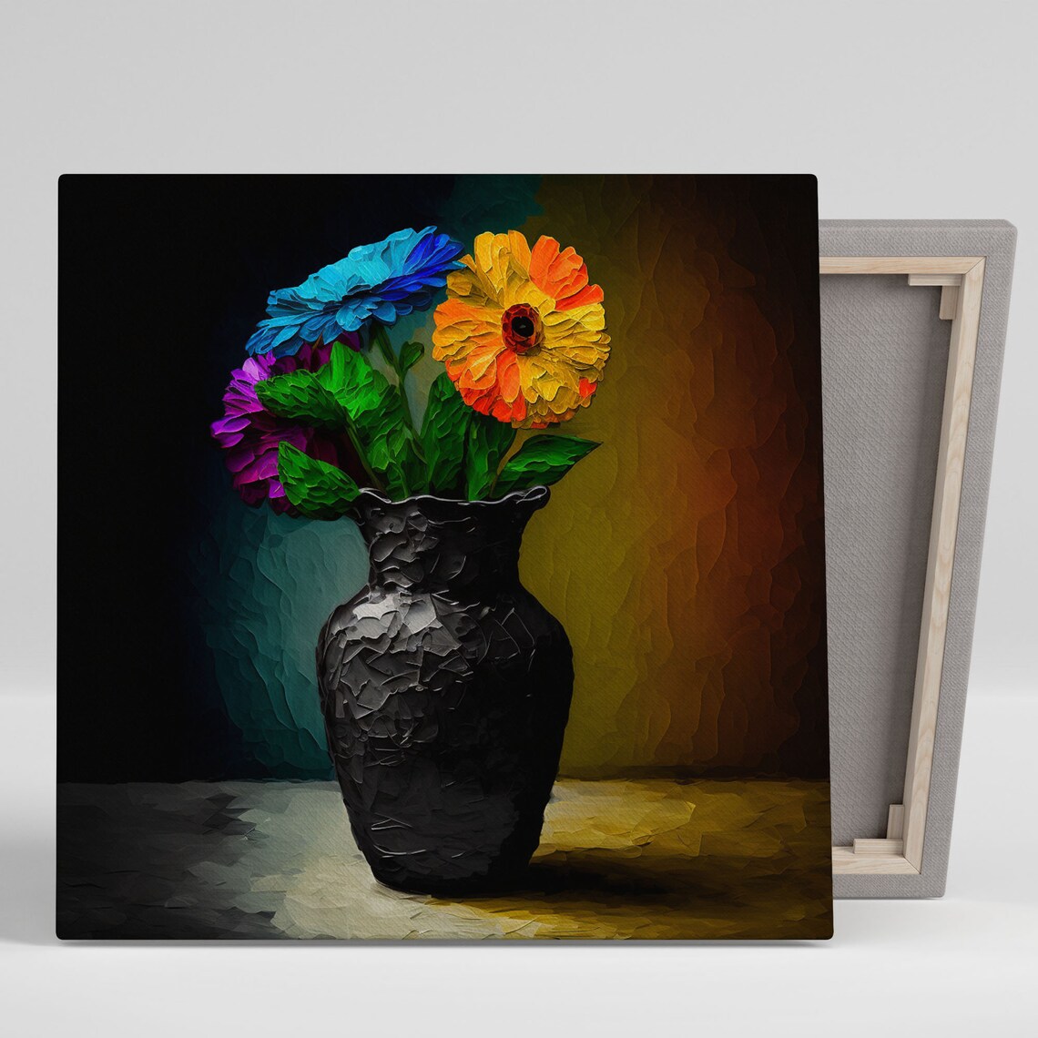 Colorful Flower In Vase, Modern Wall Art Print